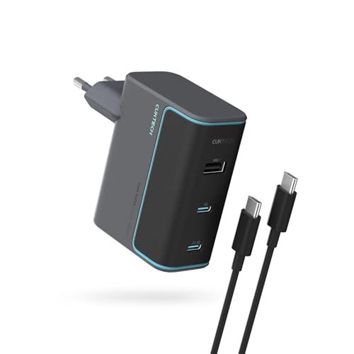 100W USB C Ladegerät, CUKTECH Gan Schnellladegerät mit USB C Kabel, 3-Port PD Fast Charger Netzteil für Laptop, MacBook Air, iPad Air, Galaxy S24/S20, iPhone 16/Pro/Max, Steam Deck, Google usw