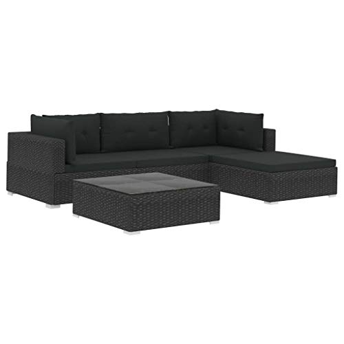 vidaXL Gartenmöbel 5-TLG. mit Auflagen Lounge Sofa Möbel Sitzgarnitur Sitzgruppe Gartengarnitur Gartenset Gartensofa…