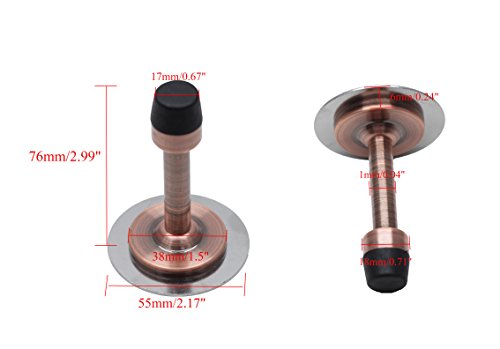 BTMB Stainless Steel Door Stopper with Sound Dampening Rubber Bumper (Red Bronze) 1 pair