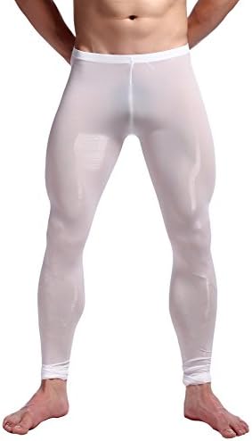 WUAMBO Men's Mesh Long Johns Slim Sexy Legging Tights