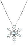 Sterling Silver Blue and White Swarovski Elements Snowflake Pendant Necklace, 18