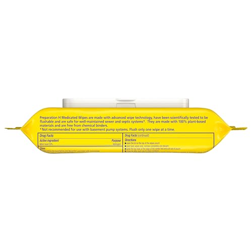PREPARATION H HEMORRHOID FLUSHABLE WIPES WITH WITCH HAZEL FOR SKIN IRRITATION RELIEF – 48 COUNT