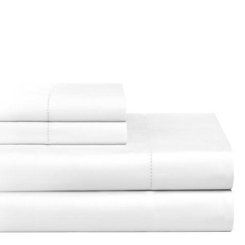 Pointehaven 600 TC Supima Cotton Sheet Set, Queen, White