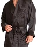 Intimo Men's Classic Silk Robe, Black, Large
