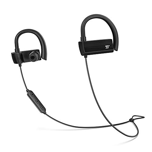 TaoTronics Bluetooth Headphones, Wireless In Ear Earbuds, Sports Earphones with 360° Adjustable Earhooks (15 Hour Playtime, aptX Lossless Sound and cVc 6.0 Noise Cancelling Mic, IPX5 Sweat Proof)
