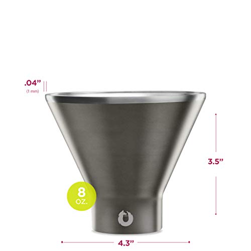 SNOWFOX C60012-07 Insulated Stainless Steel Stemless Martini Glass (Set of 2), Olive Grey - Thumbnail 3