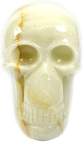 Snowy White Stone Crystal Skull Figure, 7" Long (8.1lbs), Carved from Real North American Calcite - The Artisan Mined Series by hBAR