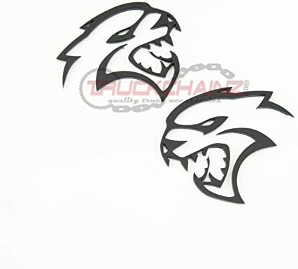 2 NEW CUSTOM BLACK SRT"HELLCAT" FENDER EMBLEMS COMPATIBLE WITH DODGE CHARGER CHALLENGER JEEP 300C