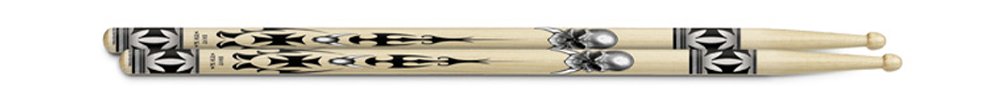 Hotsticks Artisticks Wood Tip 7A Drumsticks - Gray Skull