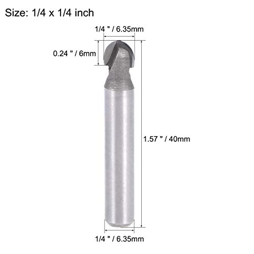 uxcell Router Bit 1/4 inch Shank 1/4 inch Cutting Dia. Core Box 2 Flutes Carbon Steel for Carpentry Woodworking Milling Cutter Tool