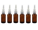 6 Pcs (30ml/1oz) Amber Round Empty Glass Nasal