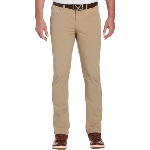 Callaway Men’s Big Tall EverPlay 5-Pocket Golf Pant (Waist Size 30-56, Khaki Heather, 46W x 36L Big Tall