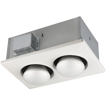 Broan-Nutone9422PBulb Heater, Energy-Saving 2-Bulb Infrared Ceiling Heater for Bathroom and Smaller Spaces, White, 500-Watt
