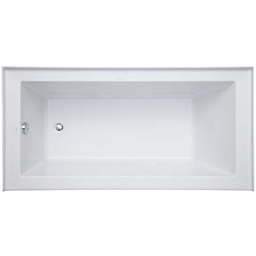 Mirabelle MIRSKS6032LWH Sitka 60" X 32" Acrylic Soaking Bathtub for Three Wall Alcove Installations with Left Drain