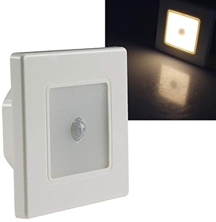ChiliTec LED Wand Einbauleuchte mit Bewegungsmelder 120° I 2,5 Watt I 86x86x33mm I Rahmen Weiß Lichtfarbe Warmweiß