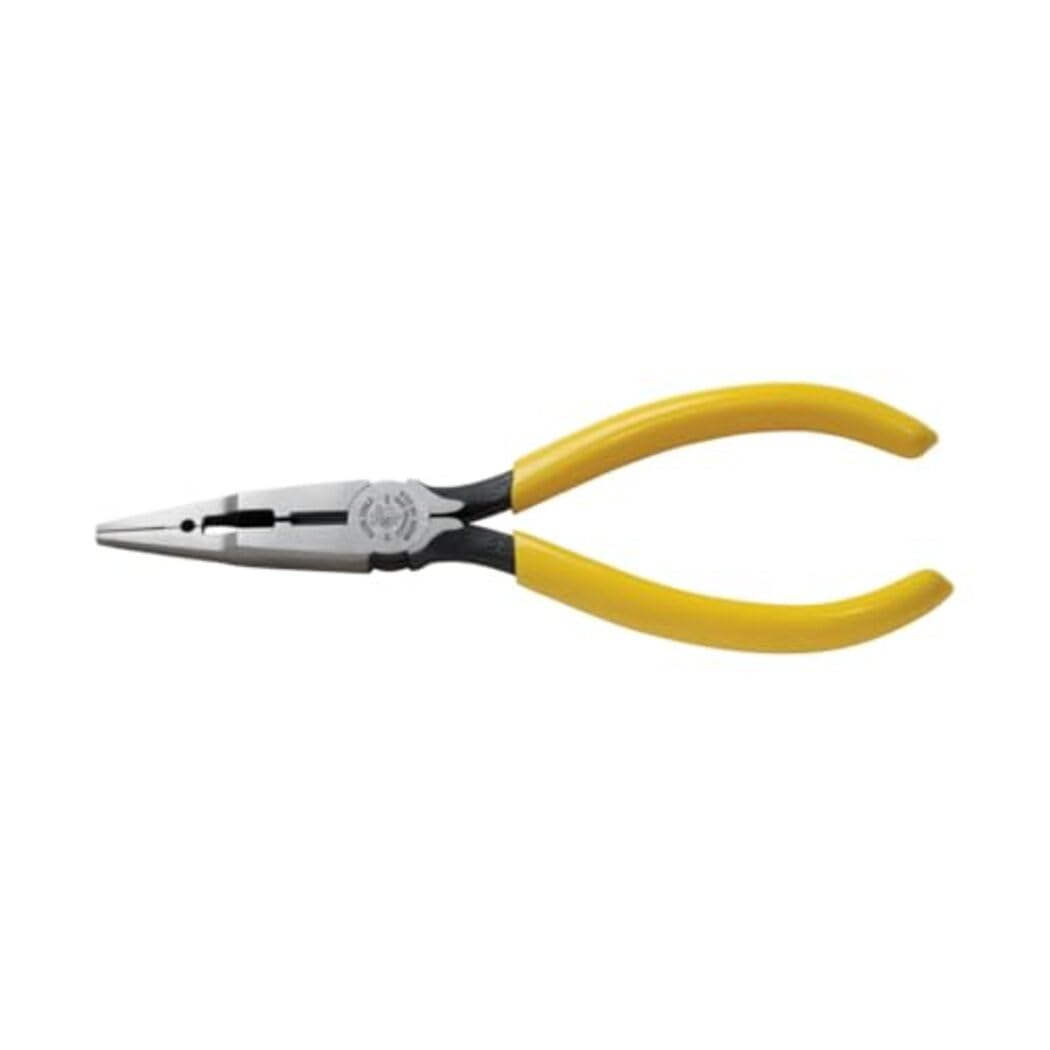 Klein Tools VDV026-049 Crimping Long Nose Pliers With Curved Handles, Grooved Jaws and Induction Hardened Steel