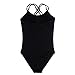 Arshiner Kids Girl's Double Strap Slim Solid Camisole Leotard Black(FBA) 130(Age: 5-6Y)