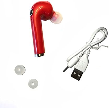 Zoomzie Wireless Bluetooth Earbud V4.1 Single Headphone with Built-in Mic, Comfortable Hands-Free Stereo Earbud, 3-4 Hours Playback Time, 33 ft Wireless Distance, iPhone Android Compatible (Red)