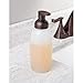 mDesign Modern Glass Refillable Foaming Soap Dispenser Pump Bottle for Bathroom Vanity Countertop, Kitchen Sink - Save on Soap - Vintage-Inspired, Compact Design - Clear Frost/Bronze
