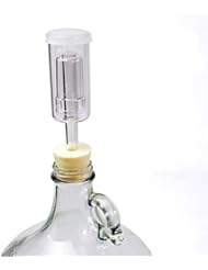 Three-Piece Airlock and Drilled #6 Stopper Fermentation Beer Making Wine Making Kombucha Fits Gallon Jugs (1)