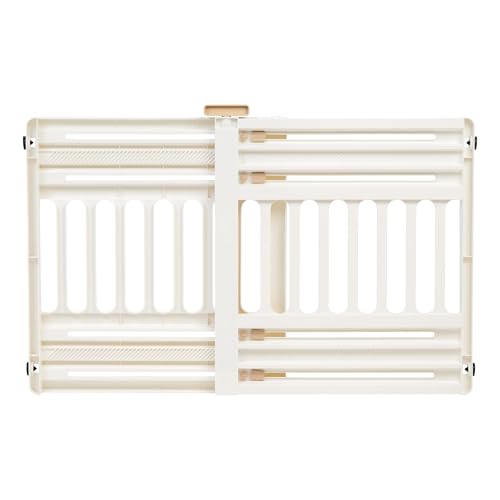 IRIS USA 61 cm a 99.1 cm Barrera Ajustable para Mascotas Portátil y Expandible, para Cachorros y Perros Pequeños a Medianos, Fabricada en Plástico Resistente Moldeado de 63.5 cm de Altura, Blanco