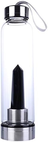 vap26 Healing Wand Point Crystal Obelisk Water Bottle Elixir Natural Quartz Portable(dark)