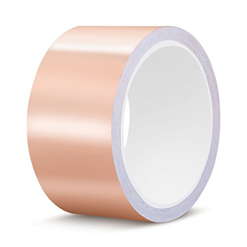 Copper Foil Tape with Conductive Adhesive for EMI Shielding Slug Repellent Paper Circuits Electrical Repairs Grounding Guitar Crafts (2inch X 33ft)