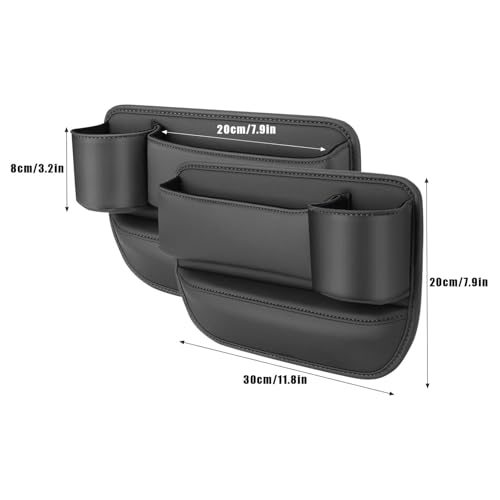 2 Pcs Car Seat Side Pocket Organizer, Universal Seat Gap Storage Box, Pu Leather Mini Storage Bag,Car Seat Gap Organizer,Console Storage Bag Gap Filler For Cellphone Keys Cards Wallets Sunglasses (C)