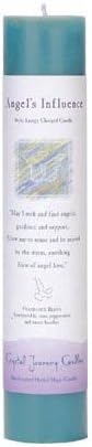 Crystal Journey Reiki Charged Herbal Magic Pillar Candle - ANGELS INFLUENCE for Guidance & Support - Made with Aromatherapy Essential Oils - Honeysuckle, Sweet Heather, Rose, and Peppermint Scented