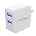 Noubco Dual USB Wall Charger, 4.8A 24W Multi Port AC Charging Adapter with Foldable Plug for iPhone, iPad, Samsung Galaxy, HTC, Huawei, Xiaomi, Blackberry, and more - White