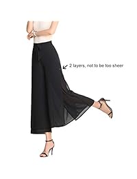 Pantalones de chifón para dama con pierna ancha