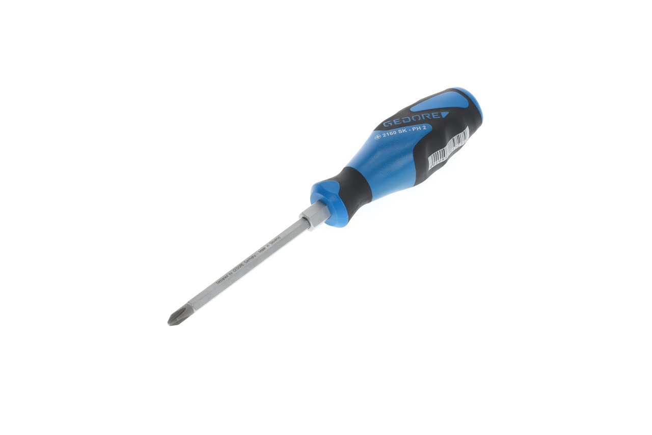 GEDORE Screwdriver Phillips PH0 with striking cap, Screwdriver, 3-component handle, length 205 mm, Tool, 2160SK PH 2