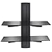 VonHaus 2x Black Floating Shelves with Strengthened Tempered Glass for DVD Players/Cable Boxes/Games Consoles/TV Accessories
