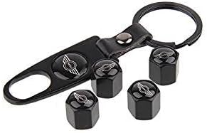 Geme 4pcs Tire Valve Caps with 1pcs Wrench Keychain for Mini Cooper Model