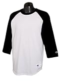 Champion Men's Tagless Baseball Raglan T-Shirt, white/black, Small