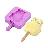 Reusable Popsicle Molds Silicone, BPA-free Homemade DIY Cute Cake Molds Ice Pop Maker Cartoon Sculpt (Panda, Purple)