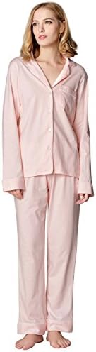 Mamamiya Women's Long Sleeve Sleepwear Soft Loungewear Pajama Set With Pants Pants Pajamas Sets Button-Up (M, Pink)