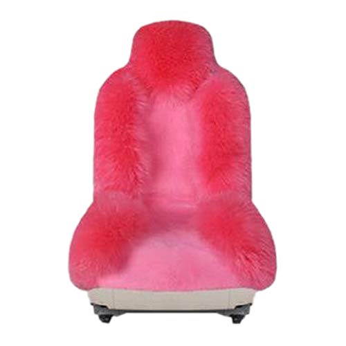 SeaHome Sheepskin Seat Cushion Cover, Genuine Sheepskin Fur Car Front Seat Cover Winter Warm Natural Wool Luxury Long Wool Front Seat Cover Universal Fit (Pink)