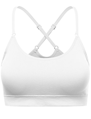 FPT Womens Seamless Padded Sports Bra With Criss Cross Back WHITE ONE SIZE