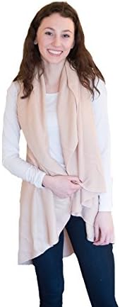 Women's Fashion Multi Use Wrap Sleeveless Shawl Vest - Asymmetrical Hem Wrap - Front Open Cardigan (Peach)
