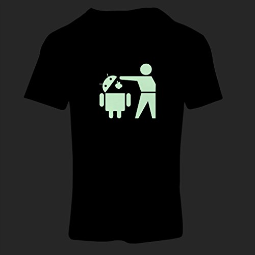 lepni.me T Shirts for Women Funny Android Robot - Gift for tech Fans (Medium Black Fluorescent)
