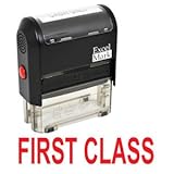 FIRST CLASS Self Inking Rubber Stamp - Red Ink