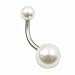 Sinlifu Fresh Pearl Belly Button Ring Navel Ring Body Jewelry Surgical Stainless Steel Body Piercing Ring