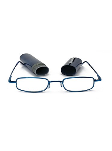 4 Pack Slim Tube Readers Stylish Compact Reading Glasses Hardcase Strength (Blue, 2.50)