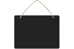 hwojjha Wooden Double Sided Hanging Chalkboard Signs,Memo Message Sign, Vintage Erasable Message Board Sign with Hanging String for Wedding Kitchen Home Party Decoration (Black)