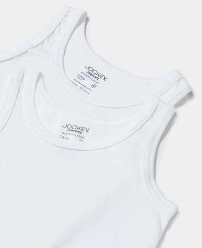 Jockey 3320 Boy's Super Combed Cotton Round Neck Sleeveless Vest (Pack of 2)_White_5-6 Yrs 3