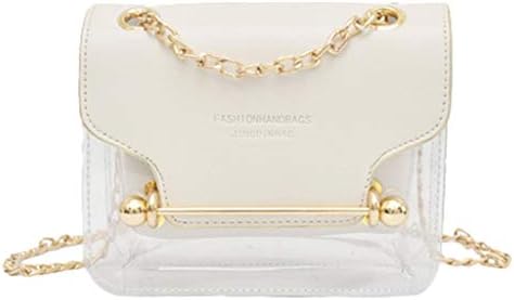 Anxinke Women Fashion Transparent Chain Bags (White)