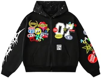 Amazon.com: OANTGM Zip Up Hoodie Grunge Jackets Streetwear Y2k