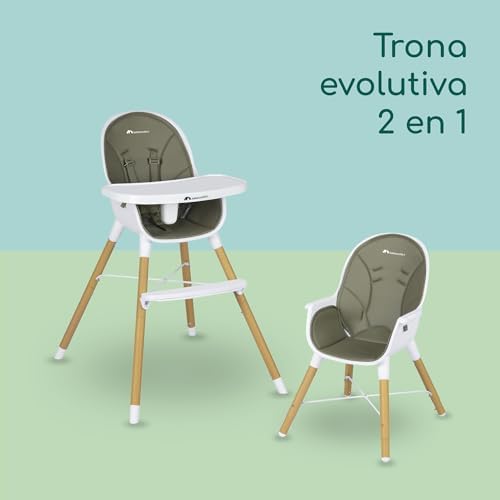 Cadeira alta bebeconfort avista evolutiva que se transforma em cadeira de criança, com estofamento e bandeja, dos 6 meses aos 30 kg, cor verde mineral