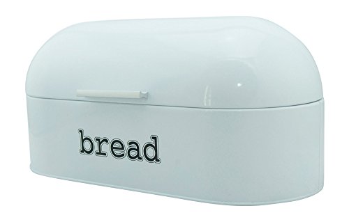 White Bread Box for Kitchen - Retro Bread Box for Organizing your homemade bread, pastries, loaves and more. Keep Fresh Bread Longer. Wide metal bread bin measuring 17 x 9 x 8, Vintage bread box